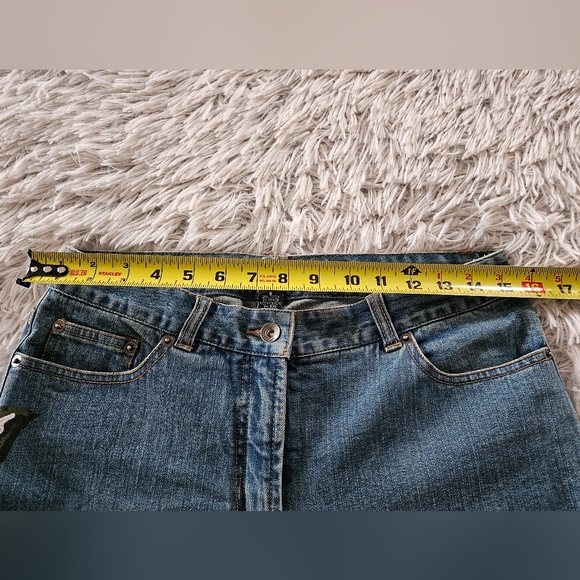 VINTAGE I.N.C. Floral Painted Jeans Blue Multi-color Flowers Wide Leg Womens 8 - Picture 7 of 11